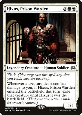Hixus, Prison Warden card from Prerelease Cards
