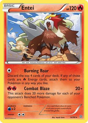 Entei (14) card from XY - Ancient Origins