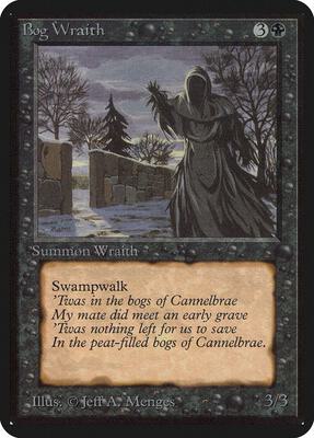 Bog Wraith card from Alpha Edition