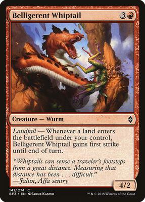 Belligerent Whiptail card from Battle for Zendikar