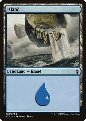 Island (258) card from Battle for Zendikar