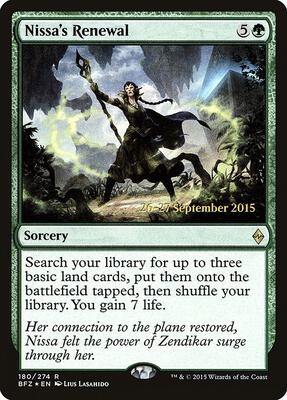 Nissa's Renewal card from Prerelease Cards