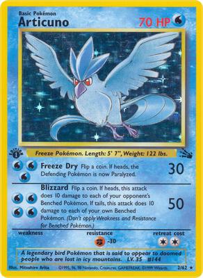 Articuno (2) card from Fossil