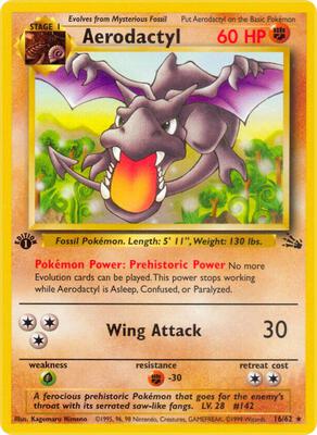 Aerodactyl (16) card from Fossil