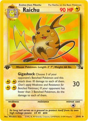 Raichu (29) card from Fossil