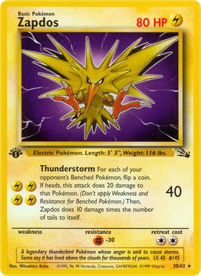 Zapdos (30) card from Fossil