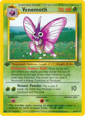 Venomoth (29) card from Jungle