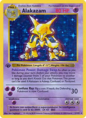 Alakazam card from Base Set (Shadowless)