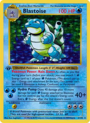 Blastoise card from Base Set (Shadowless)