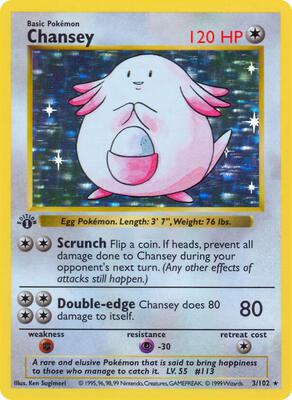 Chansey card from Base Set (Shadowless)