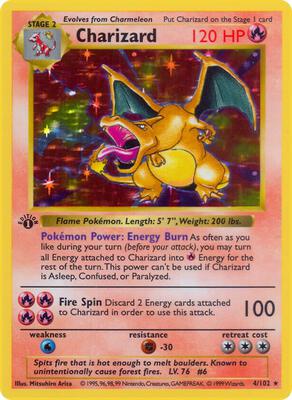 Charizard card from Base Set (Shadowless)