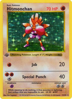 Hitmonchan card from Base Set (Shadowless)