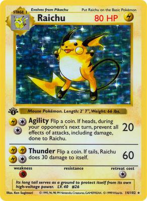 Raichu card from Base Set (Shadowless)