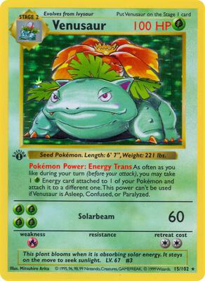 Venusaur card from Base Set (Shadowless)