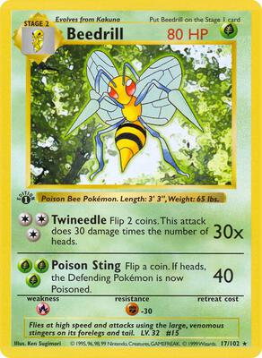 Beedrill card from Base Set (Shadowless)