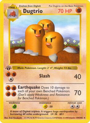 Dugtrio card from Base Set (Shadowless)