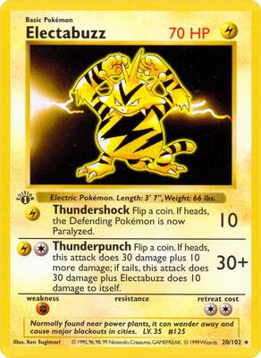 Electabuzz card from Base Set (Shadowless)