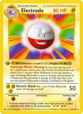 Electrode card from Base Set (Shadowless)
