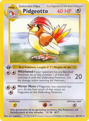 Pidgeotto card from Base Set (Shadowless)