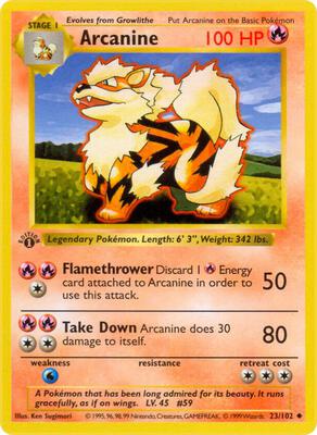 Arcanine card from Base Set (Shadowless)