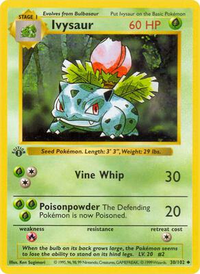 Ivysaur card from Base Set (Shadowless)