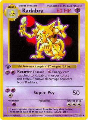 Kadabra card from Base Set (Shadowless)