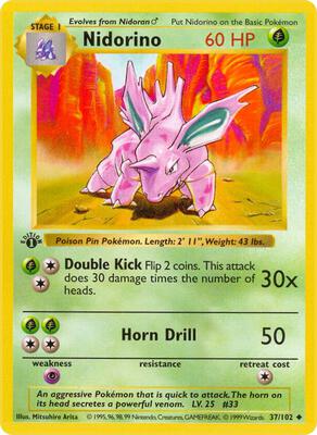 Nidorino card from Base Set (Shadowless)