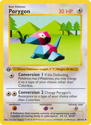 Porygon card from Base Set (Shadowless)