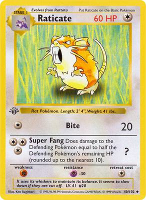 Raticate card from Base Set (Shadowless)