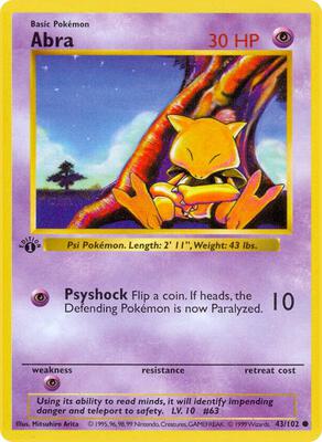 Abra card from Base Set (Shadowless)