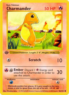 Charmander card from Base Set (Shadowless)
