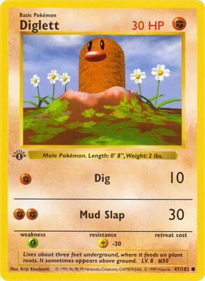 Diglett card from Base Set (Shadowless)