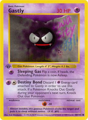 Gastly card from Base Set (Shadowless)