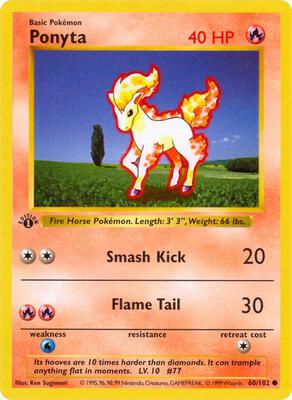 Ponyta card from Base Set (Shadowless)