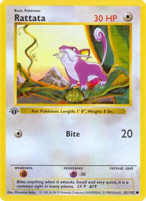Rattata card from Base Set (Shadowless)