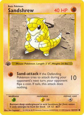 Sandshrew card from Base Set (Shadowless)
