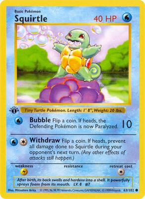 Squirtle card from Base Set (Shadowless)