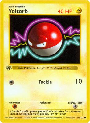 Voltorb card from Base Set (Shadowless)