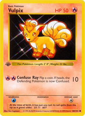 Vulpix card from Base Set (Shadowless)