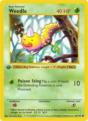 Weedle card from Base Set (Shadowless)