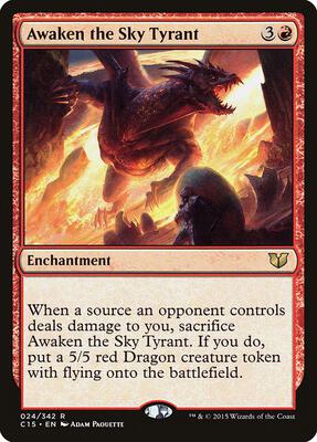 Awaken the Sky Tyrant card from Commander 2015