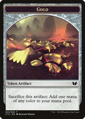 Gold // Knight (Vigilance) Double-Sided Token card from Commander 2015