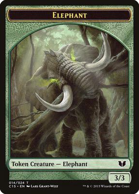 Elephant // Saproling Double-Sided Token card from Commander 2015