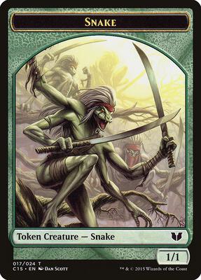 Snake (017) // Saproling Double-Sided Token card from Commander 2015