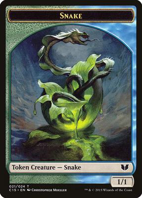 Snake (021) // Saproling Double-Sided Token card from Commander 2015