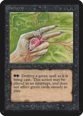 Deathgrip card from Alpha Edition