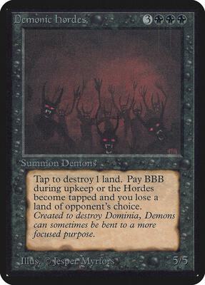 Demonic Hordes card from Alpha Edition