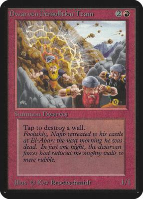 Dwarven Demolition Team card from Alpha Edition