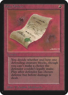 False Orders card from Alpha Edition