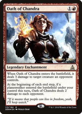 Oath of Chandra card from Prerelease Cards